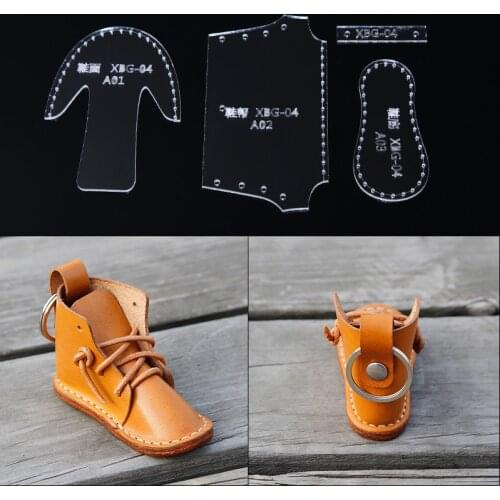 DIY leather craft shoes Keychain pendant sewing pattern acrylic template