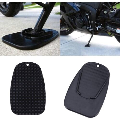 1pc Motorcycle Kickstand Pad Rugged Durable Motorbike Kick Stand Coaster Support Plate Protector Motorcycle Accessories (Black)