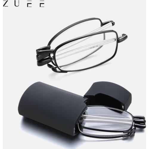 Hot Fashion MINI Design Reading Glasses Men Women Folding Small Glasses Frame Black Metal Glasses With Original Box Portable