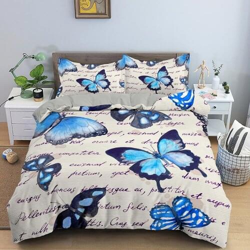 Water Color Butterfly PatternBedding Sets Duvet Cover Bed Linen Bedclothes Twin/Queen/King Size Bed Room For Kids Bedding