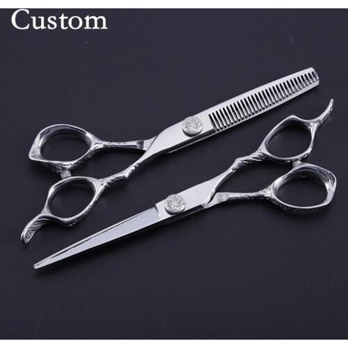 Customize professional 440c 6 inch hair scissors set thinning barber hair clipper cutting scissor shears hairdressing scissors