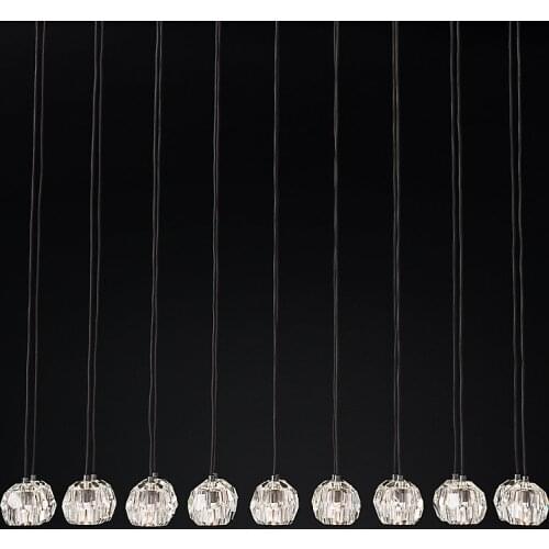 Simple modern light luxury long crystal chandelier clubhouse villa bar model room decoration living room magic bean lamp