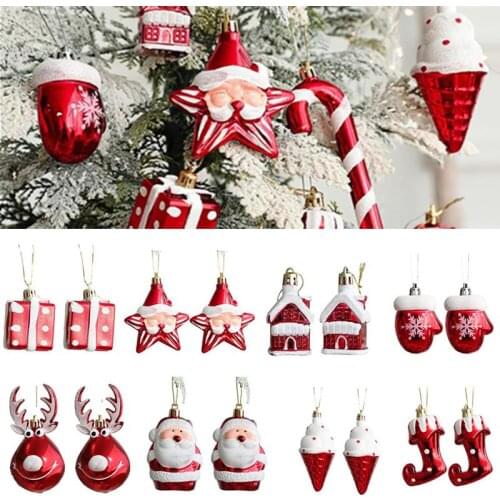 2Pcs/set Christmas Hanging Pendants Xmas Tree Ornaments Santa Claus Snowman Glove Pendants Gift for Christmas Tree Decorations