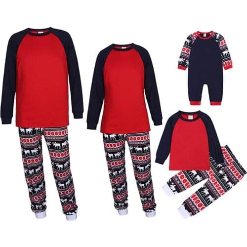 Christmas Family Matching Pajamas Set Adult Kids Sleepwear Suit Baby Romper Cartoon Printed Cotton Girls Boy Mom Dad Set
