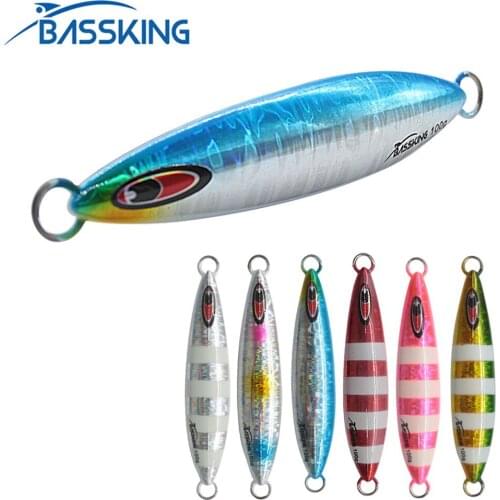 BASSKING Fishing Bait 60g 80g 100g 120g Metal Slow Jigging Bait Lures 6 Colors Isca Artificial Pesca Barbed Hooks Leurre Peche