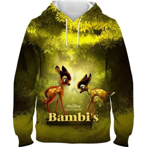 Bambi Harajuku Hoodie For Boy Girl Kids Spring Cartoon Anime Disney 3D Print Women Sweatshirt Streetwear Men Tracksuit