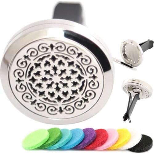 AMYA Jewelry Flower 30mm Diffuser 316 Stainless Steel Car Aroma Magne Locket Essential Oil Car Diffuser Lockets Free Pads