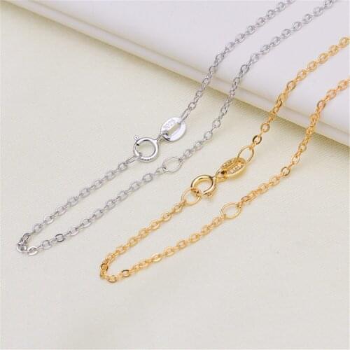 DIY pearl accessories 925 sterling silver necklace plated platinum O word chain cross chain fine chain