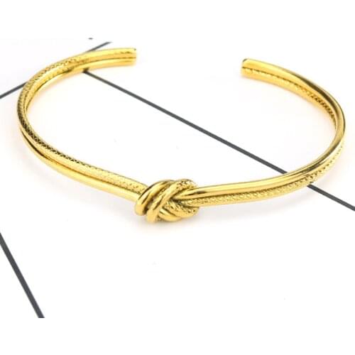 Bracelets Womens Knotted Opening Stainless Steel Bracelet Simple Bangle Adjustable Couple Gold Fashion Jewelry Woman Accessories