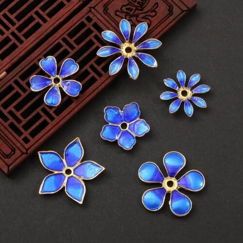 1pc Silver Gold Bronze Plated Flower Petal End Spacer Beads Caps Charms Bead Cups For Diy Jewelry Making Accessories