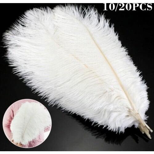 10/20pcs White Simulation Ostrich Feathers 25-30cm DIY Large Plume Feathers Craft for Wedding Party Supplies