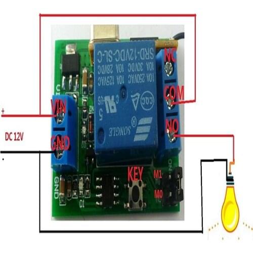 DC 12v Relay Wireless Remote Control RF Switch On/off Switch +1 Channel Relay Delay Time Timer