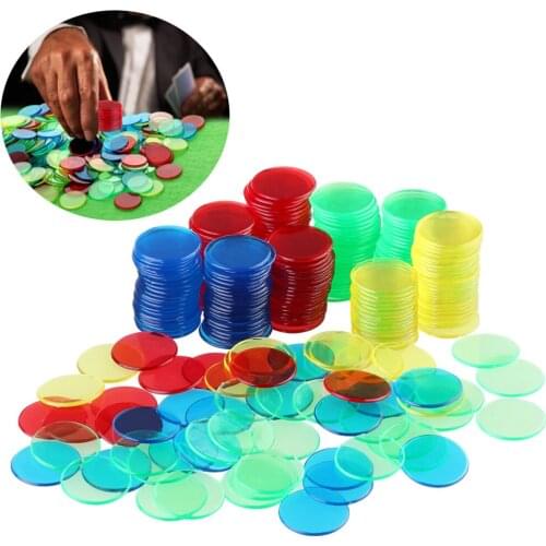 300Pcs 1.9cm Plastic Poker Chips Casino Bingo Markers for Fun Family Club Carnival Bingo Chips Board Game Accessories 6 Colors