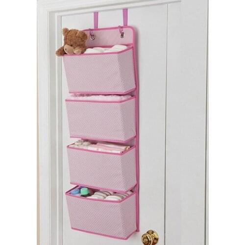 4-layer Non-woven Fabric Door For Storage Hanging Bags Fabric Wardrobe Shoes Saving Space Convenient Pink Gray Khaki