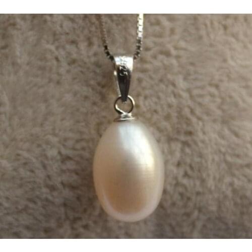 7-8mm Rice Natural Freshwater Pearl Necklace,S925 Sterling Silvers Jewellery,Wedding Necklace.Mom Jewelry