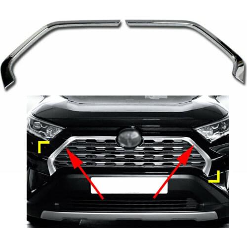 Chrome Head Front Middle Grille Grill Sill Guard Decoration Cover Strips Accessories Fit For 2019 2020 Toyota RAV4