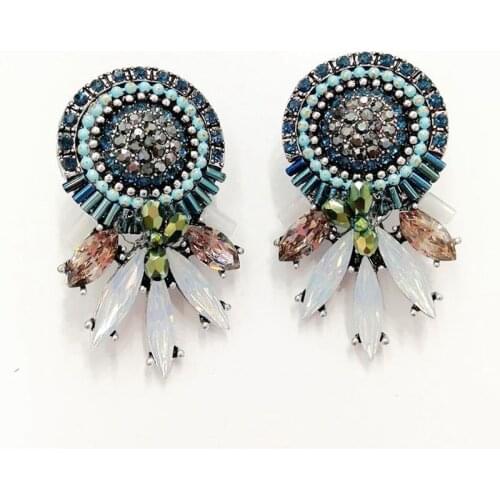 YDGY Bohemia Multicolored Rhinestone Flower For Women Acrylic Dangle Chandelier Earring Statement Party Jewelry