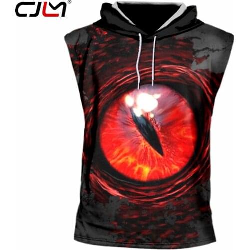 CJLM New Man Colorful Hooded Tank Top 3D Printed Personality Red Eyes Terror Mens Spandex Shirt Hot Sale Wholesale