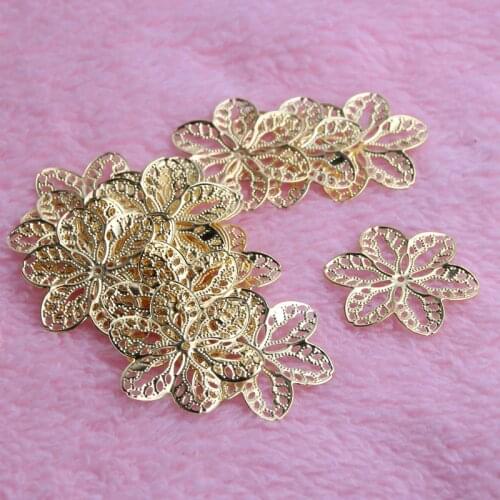 Golden Leaves Filigree Wraps Connectors Metal Decoration Art Crafts Connector For Jewelry Making DIY Accessories Charm Pendant