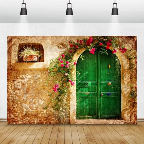 Laeacco Photography Backgrounds Old Rural Stone House Door Porch Yard Baby Portrait Photo Backdrops Photocall Photo Studio