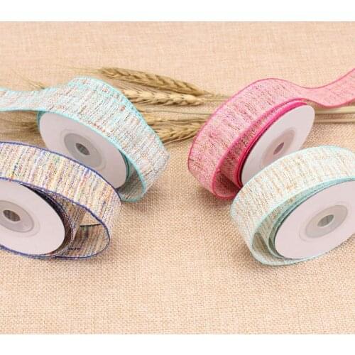 Hot Sale 40mm (5 Meters/roll) Handmade Coloured Hemp Ribbon Wedding Party Decoration Gift Wrapping Hair Bows DIY Handmade Ribbon
