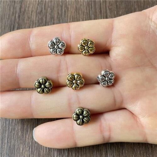 JuKang 20pcs 10mm metal 3-color five-petal flower spacer beads DIY special-shaped necklace bracelet jewelry crafts connector