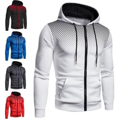 Men Printed Hoodie Sweatshirt Zip Up Jumper Pullover Casual Slim Fit Outwear Coat Jacket Autumn Winter Hoodies