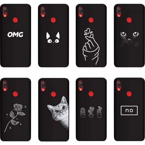 QAQsam Soft Silicone Cover For Xiaomi Redmi Note 7S Case Painting Flower Cat Moon Matte Phone Cases Funda