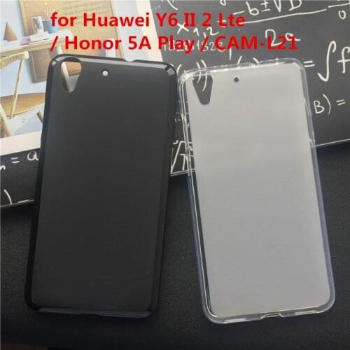 Soft Silicone Protective Back Cover Cases for Huawei Y6 II 2 Lte / Honor 5A Play / CAM-L21 TPU Mobile Phone Case Black Para