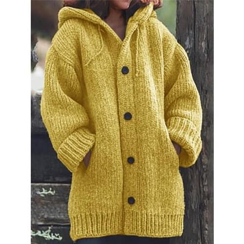 Plain Colour Keep Warm Knit Sweater Women Loose Coat Long Sleeve Knitting Even Warm Cardigan Tops Outwear