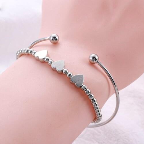 Couple Two Piece Bracelet Hip Hop Simple Metal Heart Shaped Bracelet Temperament Couple Jewelry Accessories Valentine Day Gift