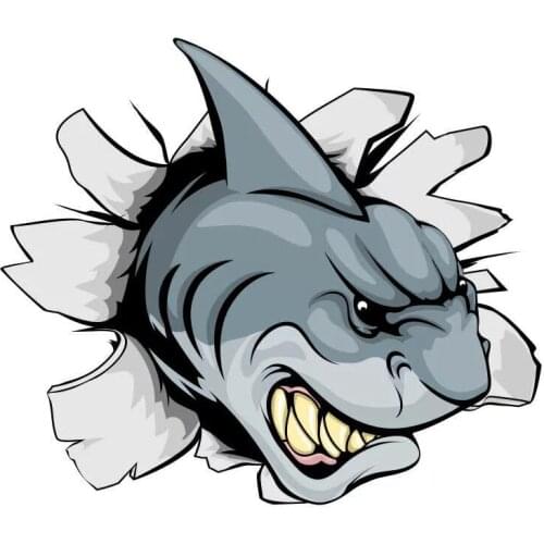 S50210# 13/15/17CM Personality PVC Decal Angry Shark Car Sticker on Motorcycle Laptop Decorative Accessories