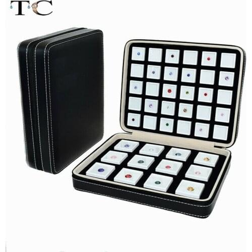 Portable PU Leather Gem Box Insert Storage Display Gemstone Travel Zip Bag Diamond Showing Box Business Jewelry Packaging