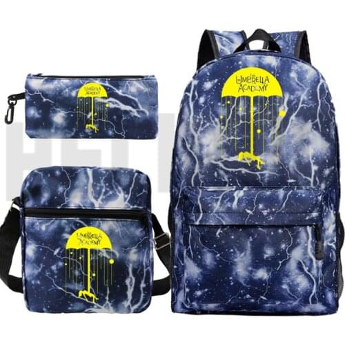 New Anime Plecak Galaxy Backpack The Umbrella Academy Backpack Men Zipper Bag Pack Shoulder Bookbag Pencil Bag 3 PCS/set Mochila