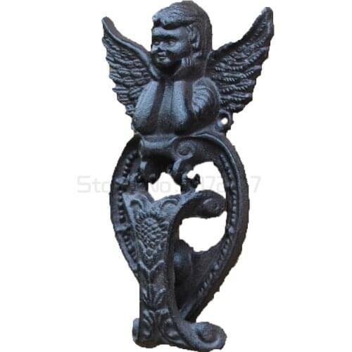 Vintage Door Knocker Cast Iron Doorknocker Winged Angel Cherub Door Metal Door Gate Decoration Adornment Antique Home