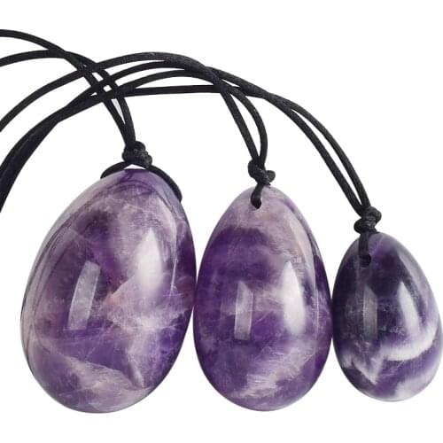 Drilled Natural Amethyst Yoni Egg Pelvic Kegel Exercise Jade Egg Tightening Vaginal Muscle Crystal Ball Massage Stone
