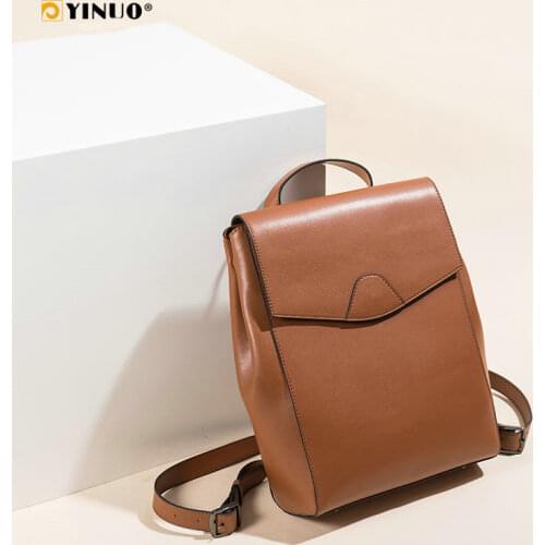 YINUO Multifunction Leather Briefcase 12inch 13inch Laptop Handbag Women Men Business Casual Mochila Light Retro Style