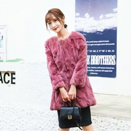 Winter Women High Quality Real Rabbit Fur Jacket Luxury Rabbit Fur Coat Thick Warm Plus Size OverCoat Female Plush Coats Y903