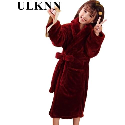 ULKNN Winter Kids Sleepwear Robe 2020 Flannel Warm Childrens Bathrobe For Girls 2-14 Years Teenagers Pajamas For Boys