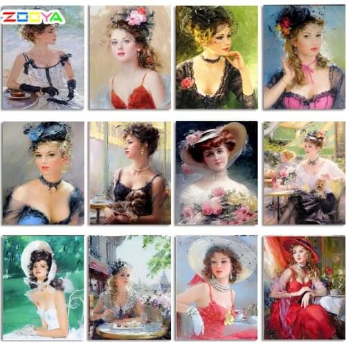 ZOOYA Diamond Embroidery Elegant Woman Lady Diamond Painting Pattern Rhinestones Sale Diamond Mosaic Needlework DIY Decor RF1581