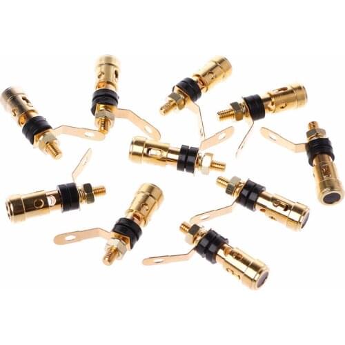 10PCS Brass Speaker Binding Post Spring Loaded Press Subwoofer Basket Terminal