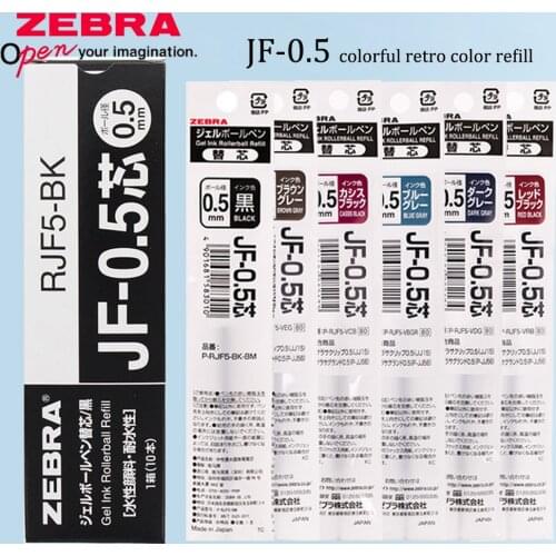 10Pcs Zebra Limited Retro Color JF-0.5 Gel Refill, Suitable for JJ15 Student Exam Multicolor Notes Bordeaux Purple Dark Green
