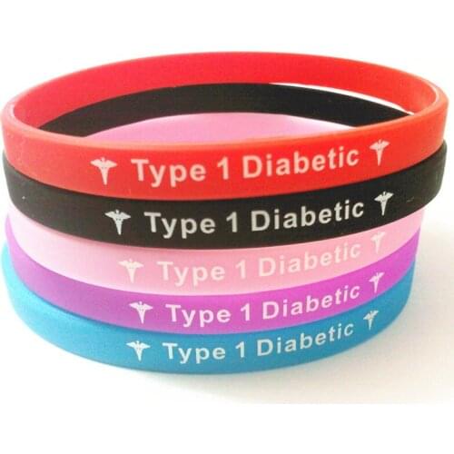 100pcs Type 1 one Diabetic Insulin Dependent medical alert awareness silicone wristbands bracelet