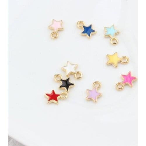 20PCS Kawaii Colorful Star Alloy Drop Oil Charms For DIY pendants Jewelry Making DIY Handwork Earrings Findings Accessories