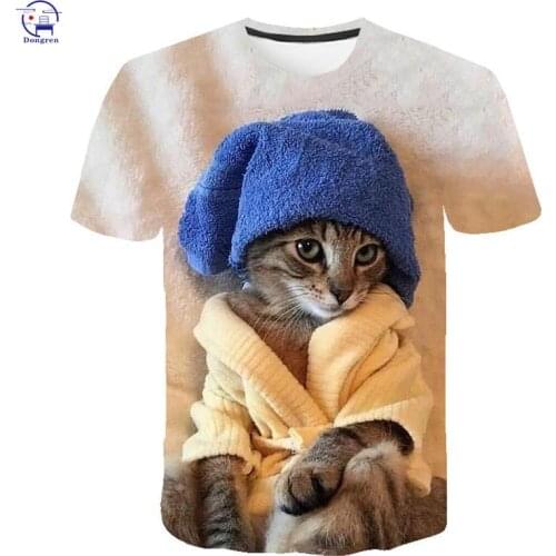 2021 t-shirt for men and women cats print 3d t shirt summer short sleeve t-shirts male lady Plus Size XS-6XL Casual Tee Clothing