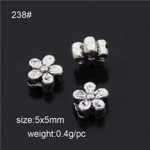 50pcs Antique Silver Plated Flower Alloy Beads Fit European Bracelet Jewelry DIY