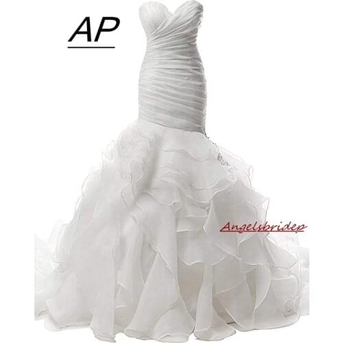 Angelsbridep Ball Gown Natural Mermaid Wedding Dresses 2021 Beaded Long Bridal Gowns Sexy Ruffles Wedding Dress Vestido De Noiva