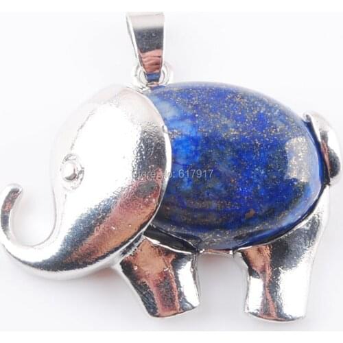 Free Shipping Natural Lapis Lazuli Gem Stone Energy Cute Elephant Pendants for Child Jewelry Chakra TN3615