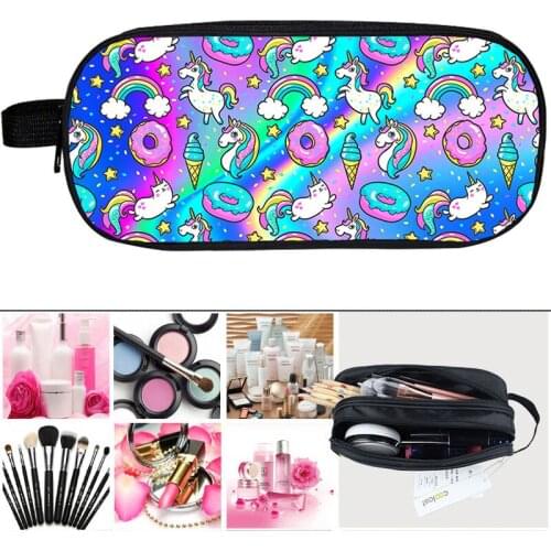 Anime Cartoon Unicorn Pencil Case 3D Printed Rainbow Pink Unicorn School Supplies Makeup Cosmetic Large Capacity Stationery Case