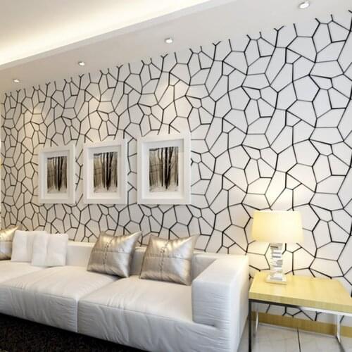 Black White Geometric Pattern Non-woven Wallpaper Modern Art Design Living Room TV Background Wallpaper For Bedroom Walls 3D